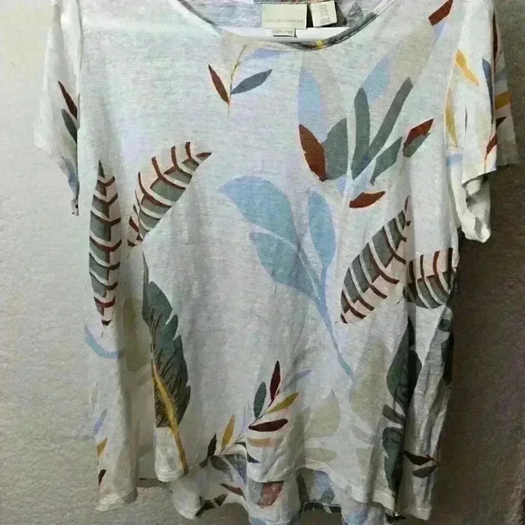 Cynthia Rowley Linen Top Womens 1X Boho Flowy Fall Floral Leaves Lagenlook - Picture 5 of 16
